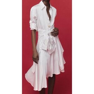 Mayson The Label Womens Relaxed Drawstring Asymmetrical Satin Feel Shirt Dress 8